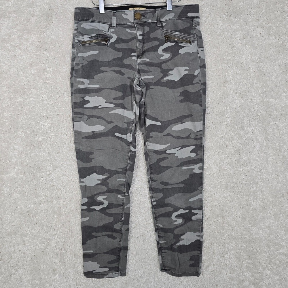 Democracy Camo Pants Women 10 Grey Ab Technology Skinny Grunge